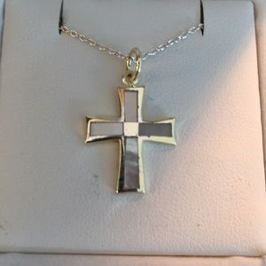 Opal Cross with Gold Rim